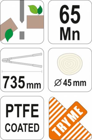 nůžky na větve dlouhé s kovadlinou do pr 45mm délka 72,5cm , nůžky dlouhé na větve s rovným střihem větve  do pr. 45mm,