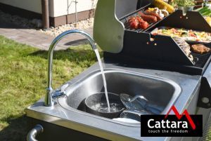 velký plynový gril s vařičem a dřezem, zahradní kuchyně gril a dřez, Zahradní kuchyně s plynovým grilem  2m x 0,6m, luxusní velký zahradní gril kuchyně 