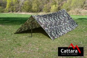 Celta 2x3m maskovací vzor, Lehká celta v lesní kamufláži s rozměry 2 x 3 m.