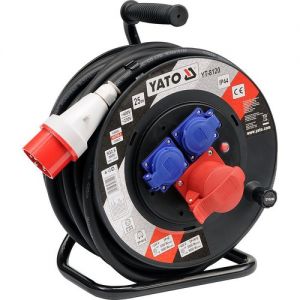Prodlužovací kabel silový na bubnu 25m na 380V 400V se zásuvkou na 220v, prodlužovák na 380V na motorový proud  zátěžový do 9KWna bubnu 25m 